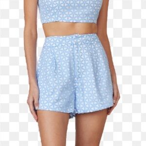 Atoir High Waist Blue and White Patterned Shorts